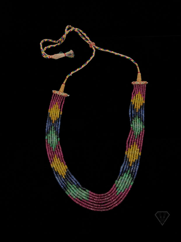 Natural Ruby, Emerald, Sapphire, and Topaz Bead Necklace