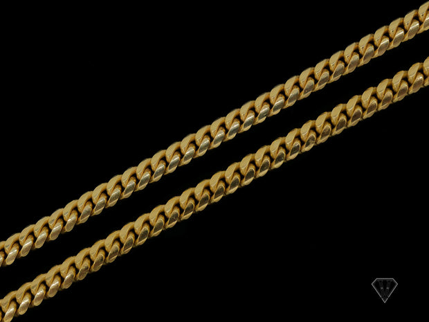 4.5mm 14K Solid Yellow Gold Cuban Link Chain Necklaces