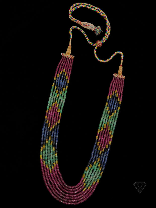 Natural Ruby, Emerald, Sapphire, and Topaz Bead Necklace