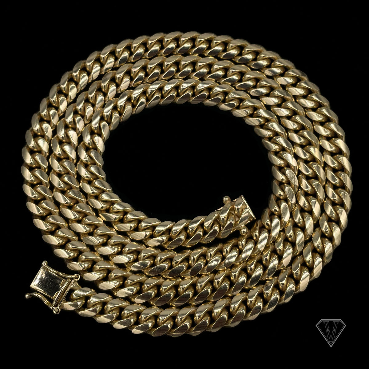 6.8mm 10K Solid Yellow Gold Cuban Link Chain Necklace 24"