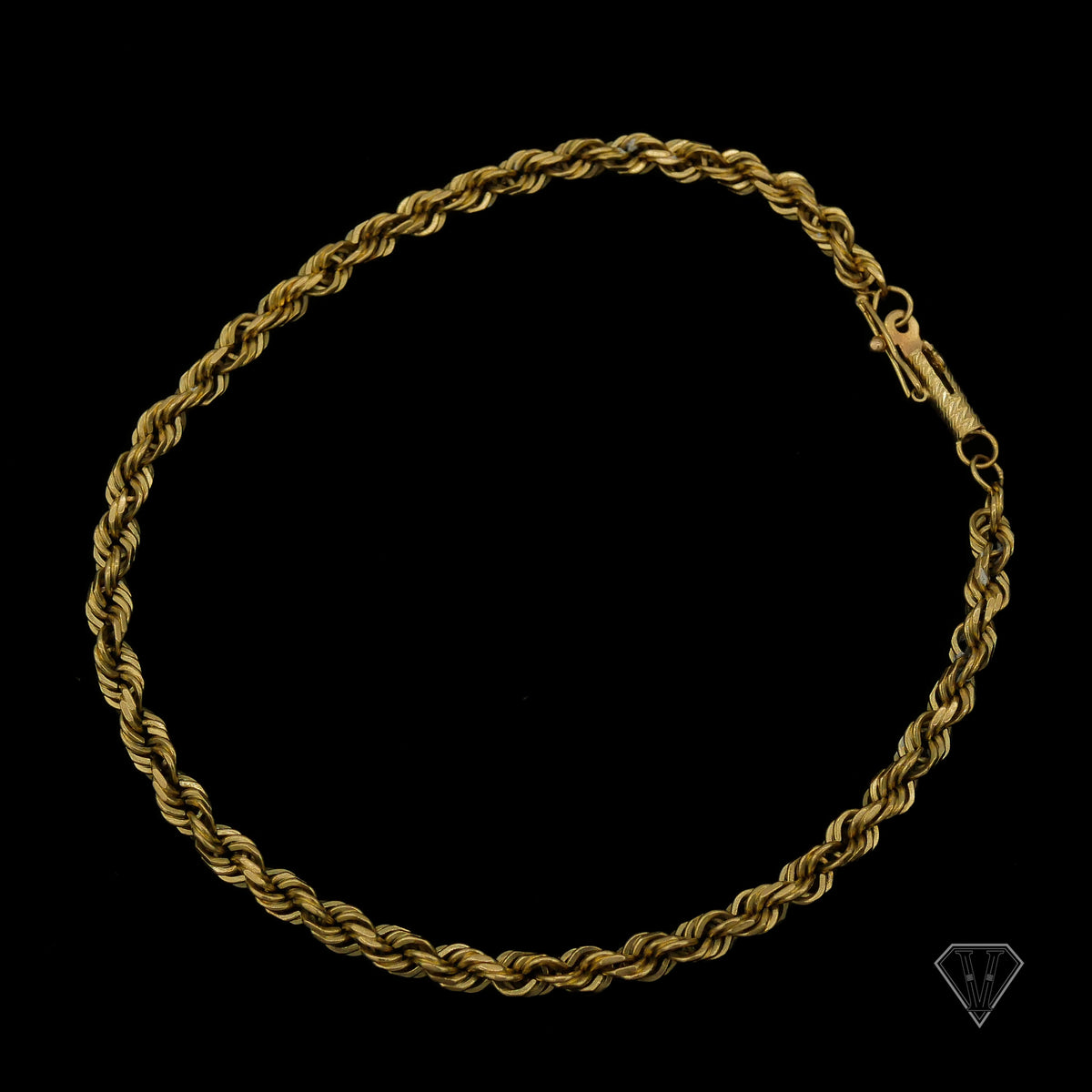 Estate Rope Link Bracelet 3.5mm 8.5" 10K