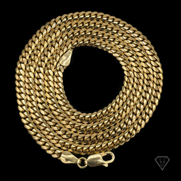 4mm 24” 10K Solid Yellow Gold Cuban Link Chain Necklace