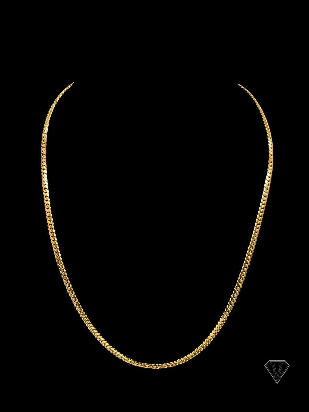 4mm 24” 10K Solid Yellow Gold Cuban Link Chain Necklace